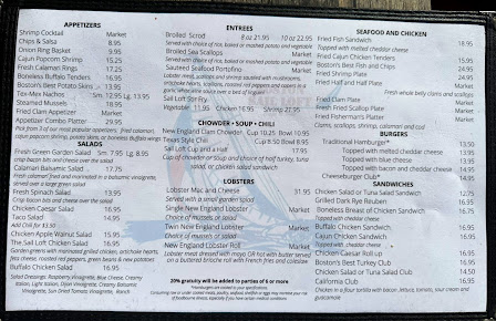 Menu Boston Sail Loft - 0