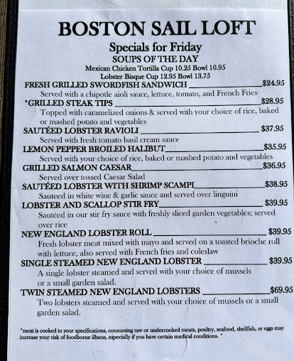 Menu Boston Sail Loft - 2
