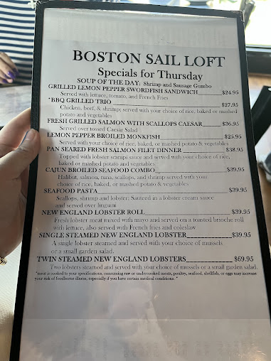 Menu Boston Sail Loft - 8