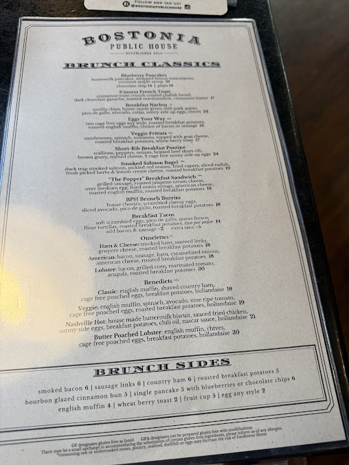 Menu Bostonia Public House - 0