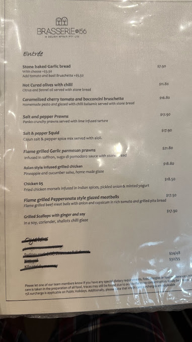Menu Brasserie@156 - 2