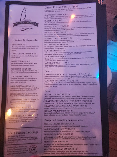 Menu Briannos Chart House Restaurant Events Center - 3