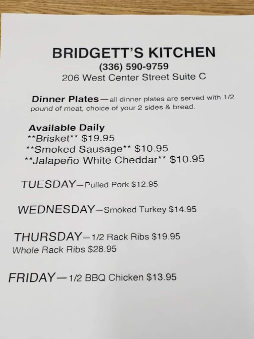 Menu Bridgetts Kitchen - 2