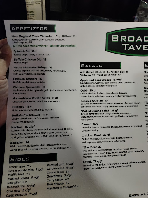 Menu Broadside Tavern - 2