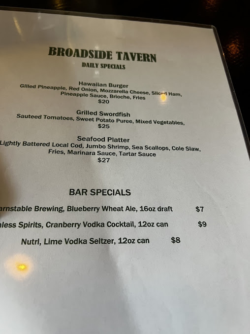 Menu Broadside Tavern - 5