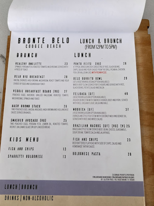 Menu Bronte Belo Bronte Beach - 3