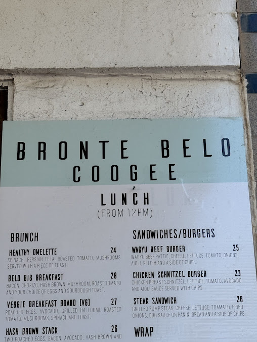 Menu Bronte Belo Coogee Beach - 1