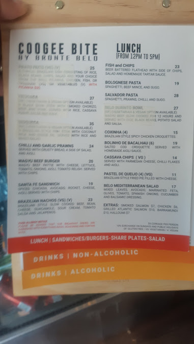 Menu Bronte Belo Coogee Beach - 4