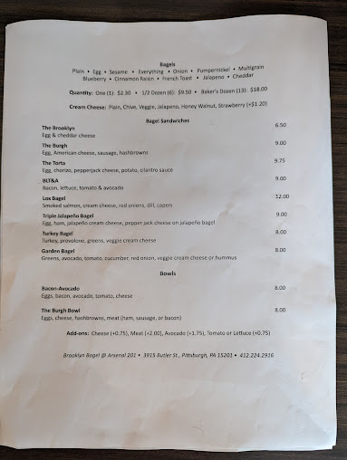 Menu Brooklyn Bagel At Arsenal - 4
