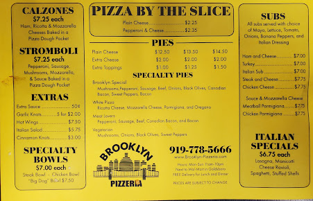 Menu Brooklyn Pizzeria - 1