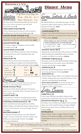Menu Brooklyns Down South - 2