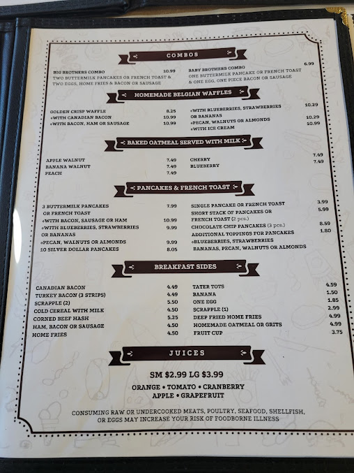 Menu Brothers Family Diner - 1