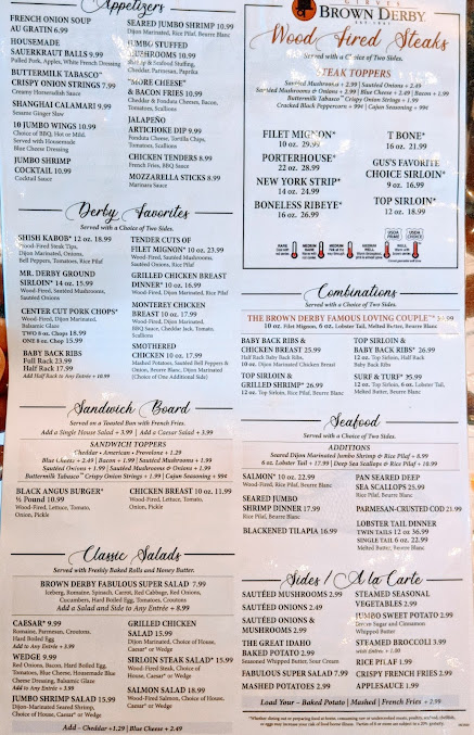 Menu Brown Derby Wood Fired Steakhouse - 6