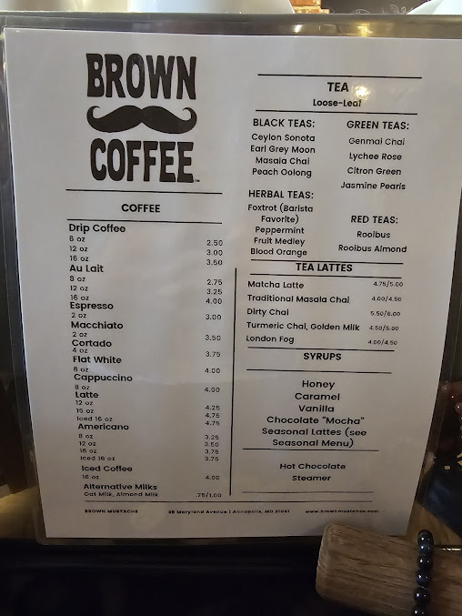 Menu Brown Mustache Coffee Llc - 1