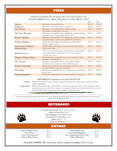 Menu Brunos Pizza Wings - 0