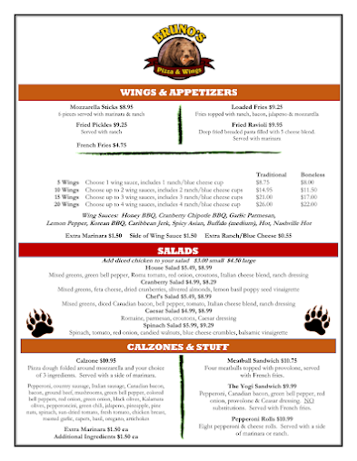 Menu Brunos Pizza Wings - 1