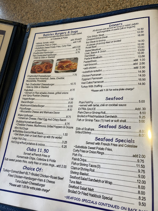 Menu Bubbles Restaurant - 1
