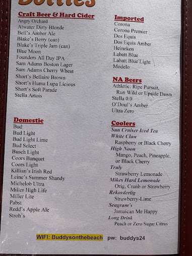 Menu Buddys On The Beach - 0