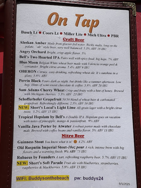 Menu Buddys On The Beach - 1