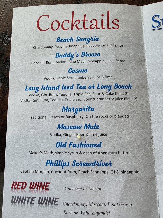 Menu Buddys On The Beach - 3