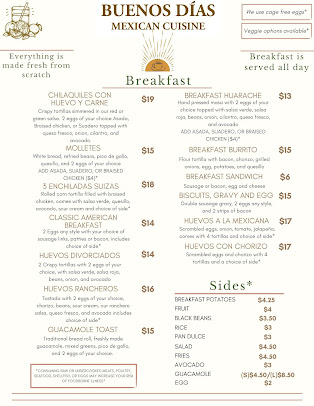 Menu Buenos Dias Mexican Cuisine - 1