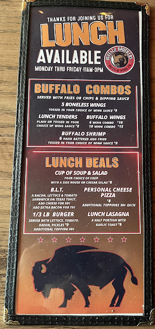 Menu Buffalo Brothers Of Lake Boone - 3