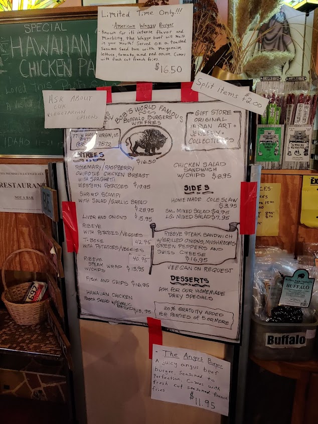 Menu Buffalo Trails Trading Company - 1