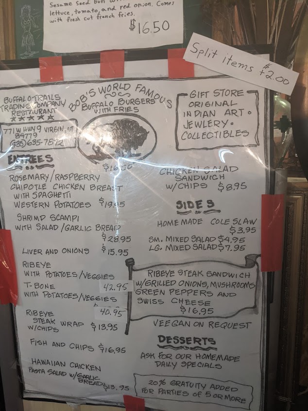 Menu Buffalo Trails Trading Company - 3