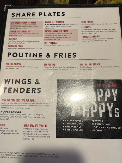 Menu Bull & Bear Roadhouse And Catering - 3