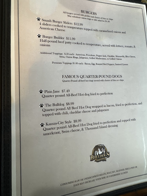 Menu Bulldogs Bar & Grill - 1