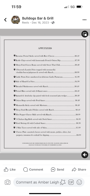 Menu Bulldogs Bar & Grill - 5