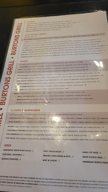 Menu Burtons Grill Bar North Andover - 3