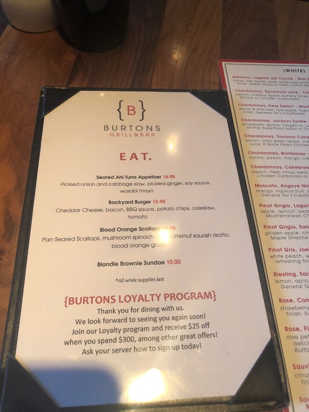 Menu Burtons Grill Bar North Andover - 4