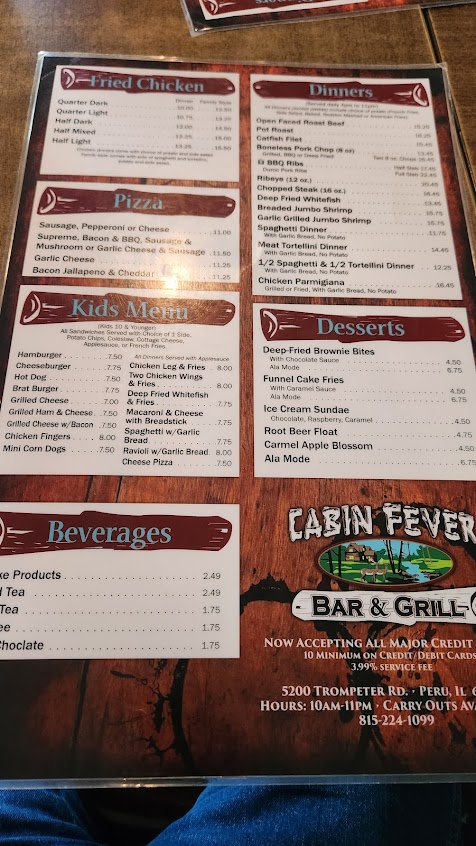 Menu Cabin Fever Bar Grill - 2