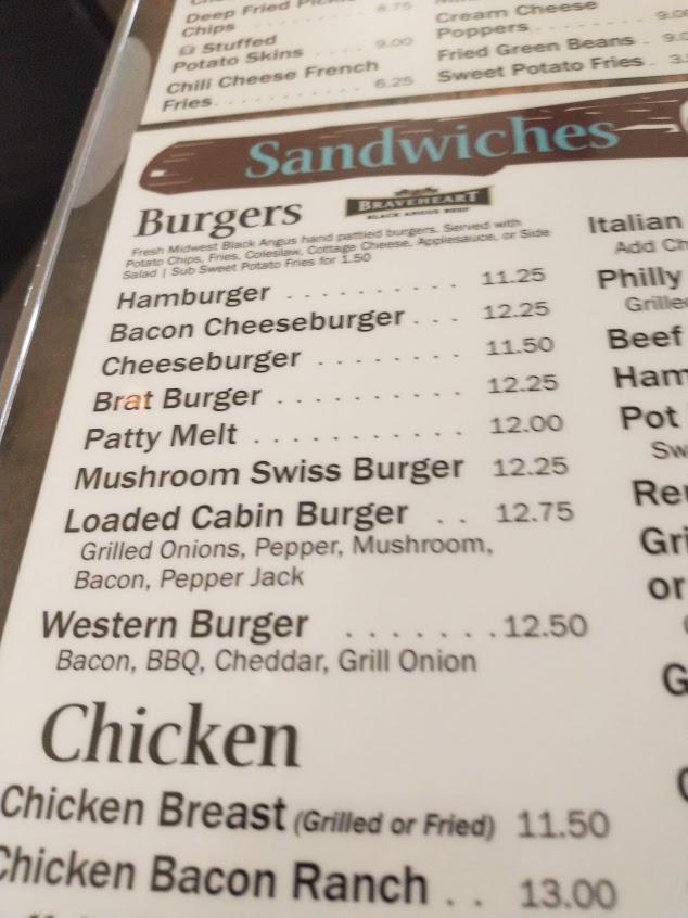 Menu Cabin Fever Bar Grill - 4