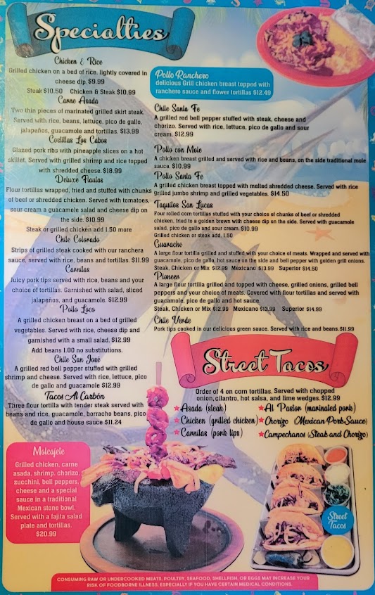Menu Cabo San Lucas 3 - 4