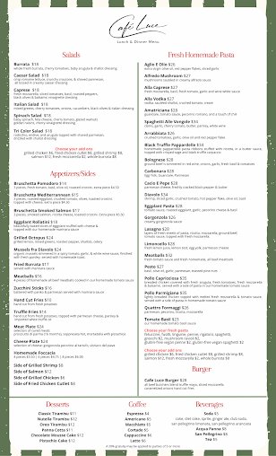 Menu Cafe Luce - Italian Restaurant & Wine Bar - 4