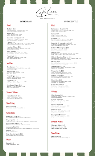 Menu Cafe Luce - Italian Restaurant & Wine Bar - 6