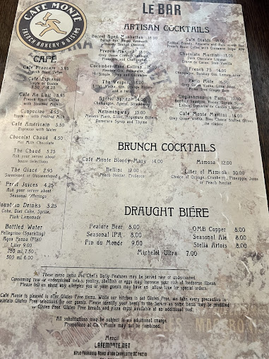 Menu Cafe Monte French Bakery And Bistro - 3