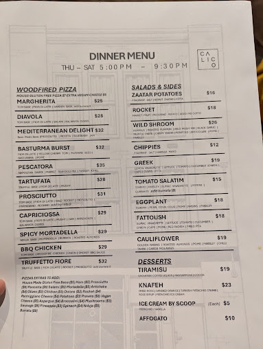 Menu Calico - Cafe, Restaurant, Pizzeria & Bar - 2