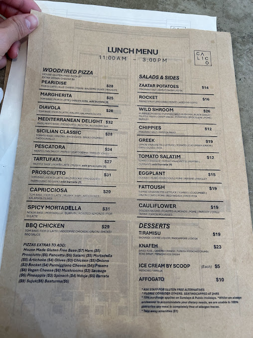 Menu Calico - Cafe, Restaurant, Pizzeria & Bar - 4