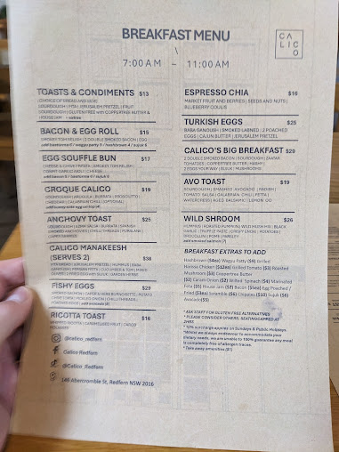 Menu Calico - Cafe, Restaurant, Pizzeria & Bar - 7