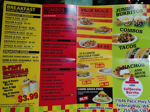 Menu California Burrito Taco Shop - 2