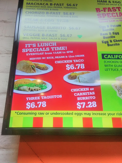 Menu California Burrito Taco Shop - 8