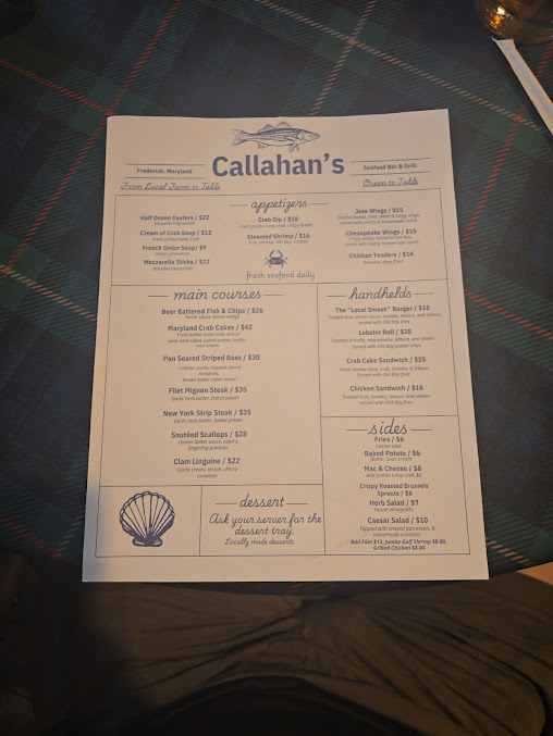 Menu Callahans Seafood Bar Grill - 0