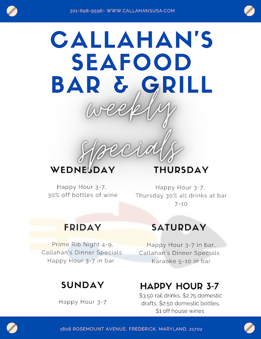 Menu Callahans Seafood Bar Grill - 3
