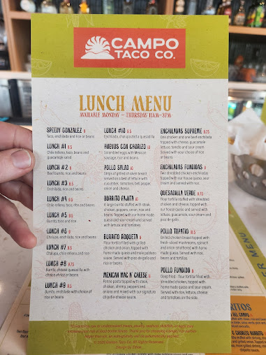Menu Campo Taco Co. - 3