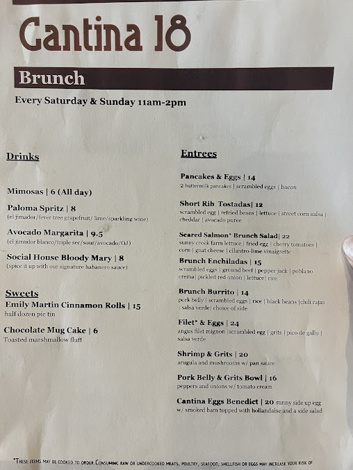 Menu Cantina 18 - 1