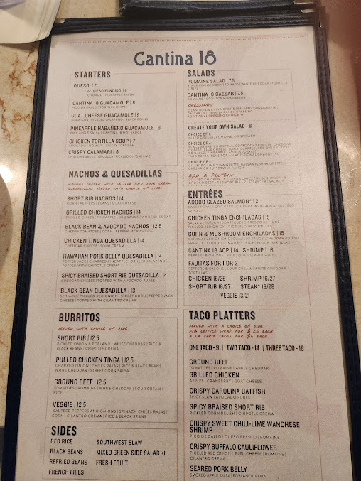 Menu Cantina 18 - 2