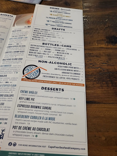 Menu Cape Fear Seafood Company - 1